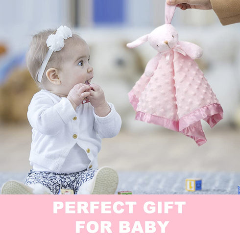 Pro Goleem Loveys for Babies Bunny Security Blanket Baby Girl Gifts Newborn Soft Pink Lovie for Infant and Toddler Snuggle Toy Stuffed Animal, Pin...