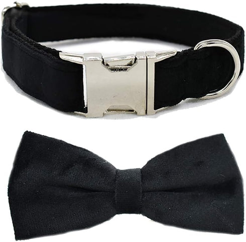 Love Dream Bowtie Dog Collar, Velvet Dog Collars with Detachable Bowtie Metal Buckle, Soft Comfortable Adjustable Bow Tie Collars for Small Medium...