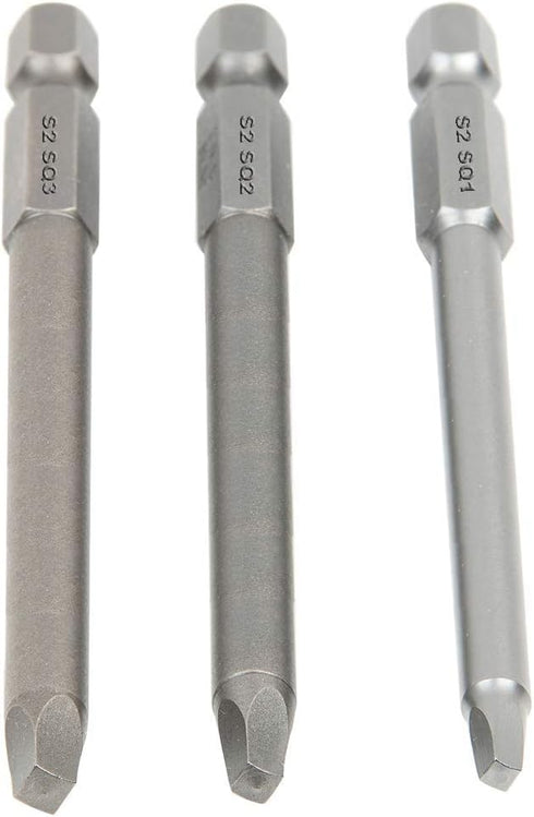 9pcs(3 Sets) 1/4 Inch Hex Shank Magnetic Square Head Screwdriver Bits Set Power Tools Electric Screw Driver Kit SQ1, SQ2, SQ3, 3.93in/100mm Length...