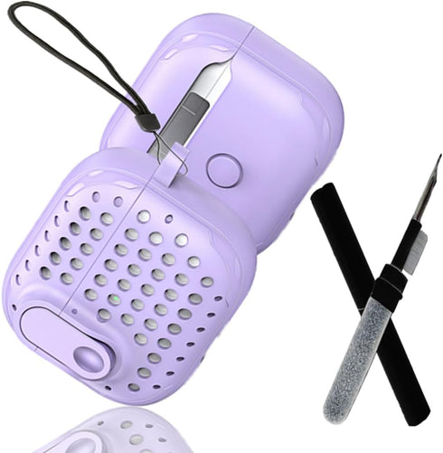Compatible AirPods Pro Case Cover with Cleaning Pen Kit, Anti-Fall Lock Design, Hollow TPU Drop Protection, Front LED Visible Cover with Rope for ...