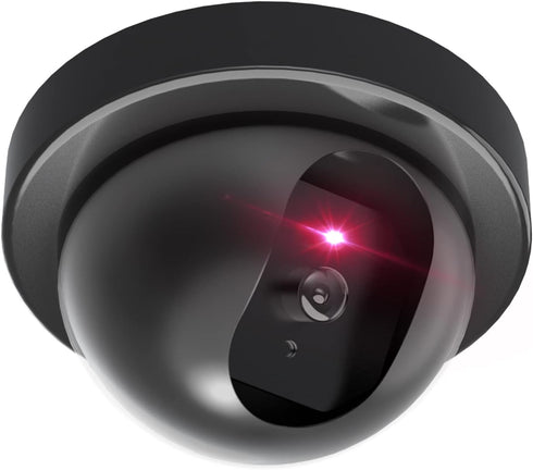 WALI Dummy Fake Security CCTV Dome Camera with Flashing Red LED Light with Security Alert Sticker Decals (SD-1), Black...