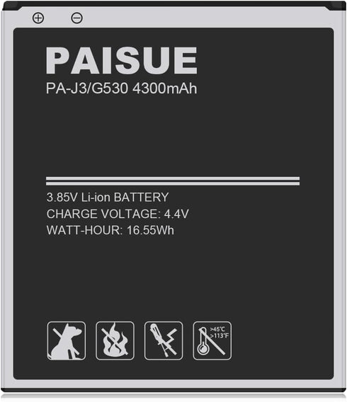 Galaxy J3 Battery, Upgraded 4300mAh EB-BG530CBU Li-ion Replacement Battery for Samsung Galaxy J3 Prime, Emerge, Star, Orbit, Eclipse, On5, Mission...