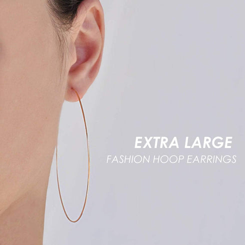 1mm Thin Extra Large Hoop Earrings?3 Pairs Set 90mm Huge Gold Hoops 18k Gold Plated Stainless Steel Big Gold Hoop Earrings for Women Girls...