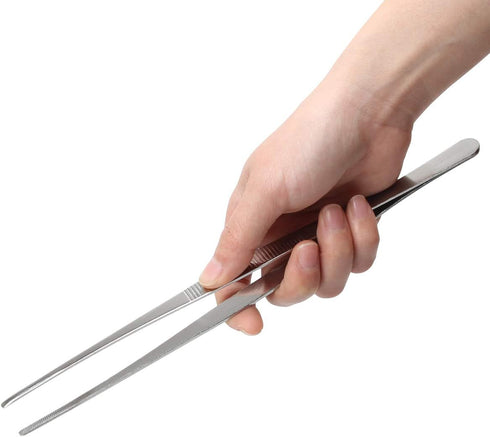 Adecco LLC Stainless Steel Tongs tweezer with precision serrated tips for surgical & sea food (10")...