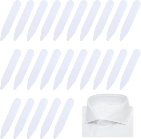 60PCS 2.2" Collar Stays for Men's Dress, Plastic White Collar Stays with Case, Waterproof Dress Shirt Collar Inserts Tabs, Reusable Shirt Collar I...