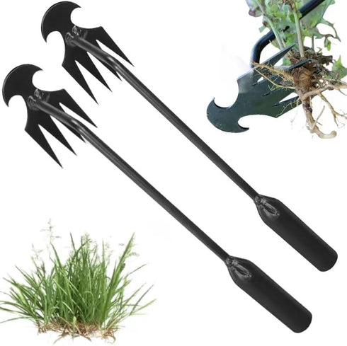 Weed Puller Tool, Weeding Artifact Uprooting Removal Tool, 4 Teethes Dual Purpose Manual Weeders, Multifunctional Tools for Garden Weeding (2PCS 1...