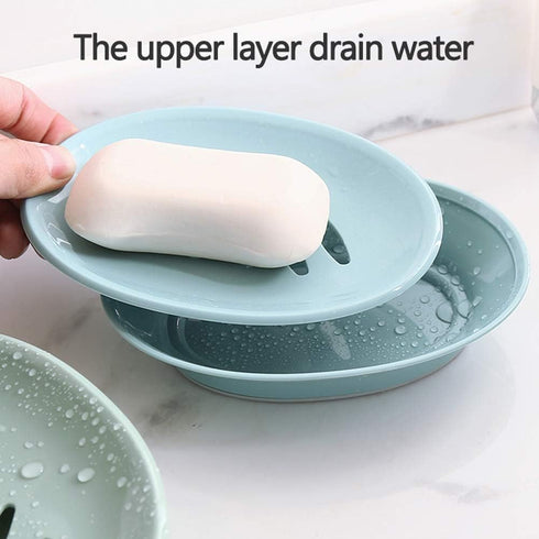 WYOK 2-Pack Soap Dish with Drain Plastic Sponge Holder Easy Cleaning Soap Saver Tray Caddy Keep Dry Stop Mushy for Shower Bathroom Kitchen(White)...