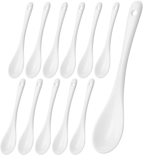 BTaT- Tea Spoon, Set of 12, White Porcelain, Espresso Spoons, Ceramic Spoon, Ceramic Spoons, Ceramic Teaspoon, Ceramic Spoons Small, Spoon for Tea...