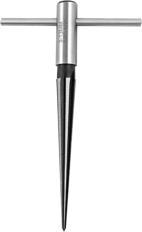 QWORK 1/8" - 1/2" Tapered Straight Flute Handle Reamer T Handle Tapered Reamer Tool for Wood Plastic...