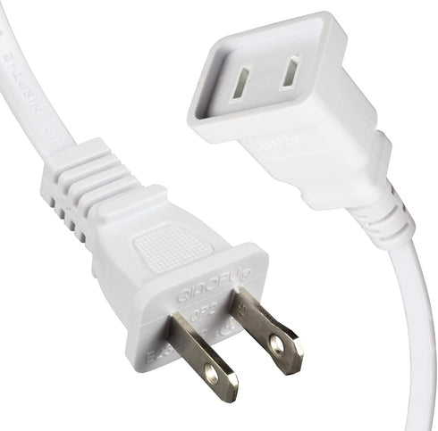 2-Prong Power Extension Cord White 16ft, BolAAzuL Long US Male to Female Single Plug Extension Power Cable 16AWG 13A/125V SPT2 Insulated, 2 Outlet...