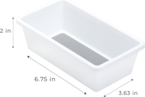 Smart Design Plastic Drawer Organizer - Set of 3-6.75 x 3.75 Inch - Non-Slip Lining and Feet - BPA Free - Utensils, Flatware, Office, Personal Car...