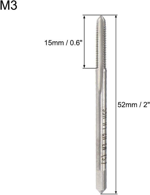 uxcell Metric Machine Tap Left Hand M3 Thread 0.5 Pitch H2 Accuracy 3 Flutes High Speed Steel Screw Thread Taps Tapping Tool...