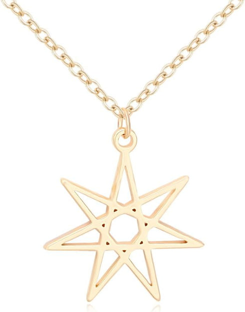 Elven or Faerie Seven Pointed Star Septagram Pendant Necklace Rose Gold Silver Tone...