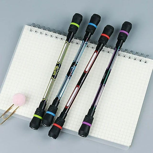 4 Pieces Spin Cool Pens, Rolling Finger Spin Game Pens with Weighted Ball Anti-Slip Stationery Set with Refills Black Ink for Students Entertainme...