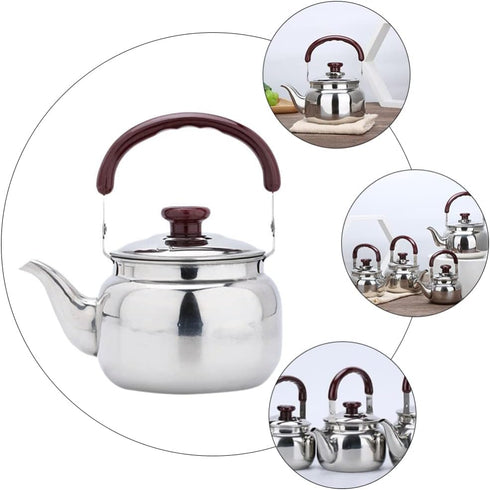 LIFKOME Traditional Stainless Steel Heavy Duty Tea Kettle With Sandwich Bottom and Specialty Cool Touch Handling Mirror Finish Stainless Steel Whi...