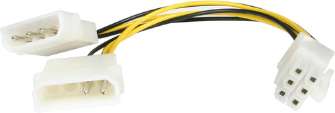 StarTech.com 6in LP4 to 6 Pin PCI Express Video Card Power Cable Adapter - Power adapter - 4 pin internal power (M) to 6 pin PCIe power (M) - 6 in...
