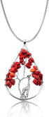 Zuo Bao Handmade Wire Wrapped Quartz Chips Tree Teardrop Pendant Necklace with Giraffe/Healing Jewelry Gift for Family (Garnet with Giraffe)...