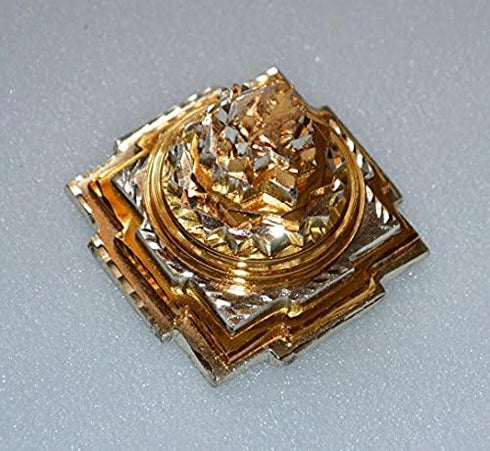 Sri Yantra, Meru Yantra, Sri Chakra in Brass Size 2" Inch - Spiritual Powers, Vaastu Dosh, Prosperity - 3D...