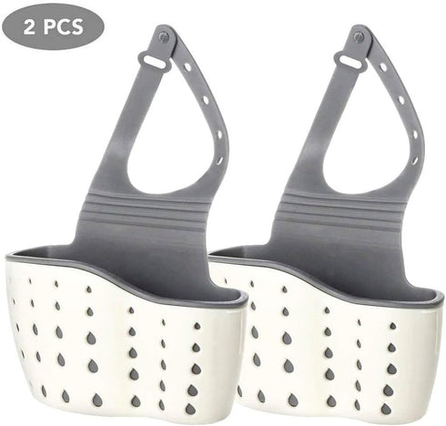 EC ELEGANTCHARM Kitchen Sink Caddy Sponge Holder Silicone Plastic Soap Holder Hanging Ajustable Strap Faucet Caddy with Drain Holes for Drying...