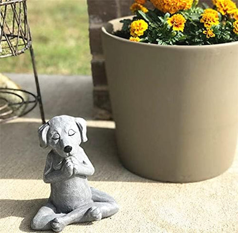 4.7" Meditation Dog Statue Yoga Dog Garden Decor Buddha Art Sculptures Home Ornament Garden Decoration, Home Decoration (Meditation Dog Statue, Do...