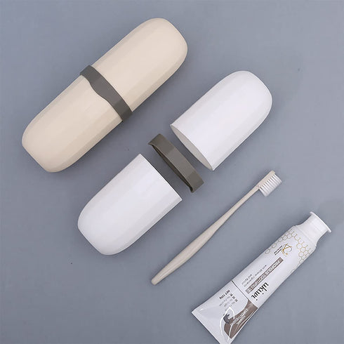 Travel Toothbrush Cup Case, Portable Plastic Holder Case Containers with Cover Toothpaste Storage Box for Business Trip Home Camping School Daily ...