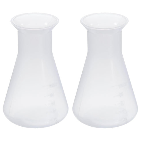 PATIKIL 100ml Plastic Erlenmeyer Flask, 2 Pack Wide Mouth Conical Flask for Laboratory, Clear...