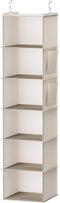 Hanging Closet Organizer, 6-Shelf Closet Hanging Storage with Side Pockets, Beige...