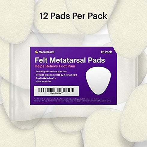 12-Pack Metatarsal Foot Pads for Pain Relief - 1/4” Thick, Ball of Foot Cushions for Women and Men, Forefoot and Sole Support, Metatarsalgia Morto...