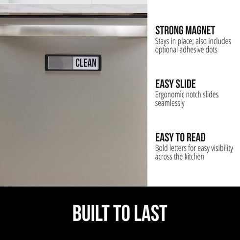 Gorilla Grip Clean and Dirty Dishwasher Magnet Sign, Optional Adhesive, Magnetic, Easy Read, Non-scratch, Heavy Duty Shutter Slide Magnets for Dis...