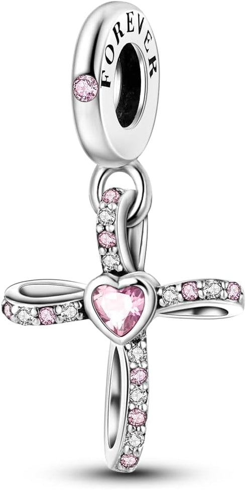 Parmuz 925 Sterling Silver Charm For Bracelet Butterfly Love Heart Evil eye Cross Christmas Gift Charms for woman Dangle Pendants Beads Jewelry Gi...