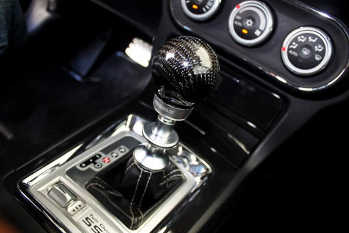 iJDMTOY Gloss Black 2-Inch Real/Genuine Carbon Fiber Shift Knob Ball Compatible with Compatible w/most 8mm 10mm 12mm M8 M10 M12 1.25 1.50 1.75 Thr...