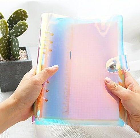 Index Tabs for A5/A6 6-Holes Cover Round Ring View Binder File Folder Loose Leaf Sheet Protectors Binder Cover Protector (Laser Cover, A5/21cm*15c...