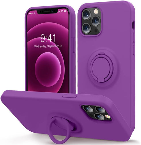 MOCCA Compatible with iPhone 12 Pro Max Phone Case 6.7 inch with Ring Kickstand | Super Soft Microfiber Lining | Anti-Scratch Full-Body Shockproof...