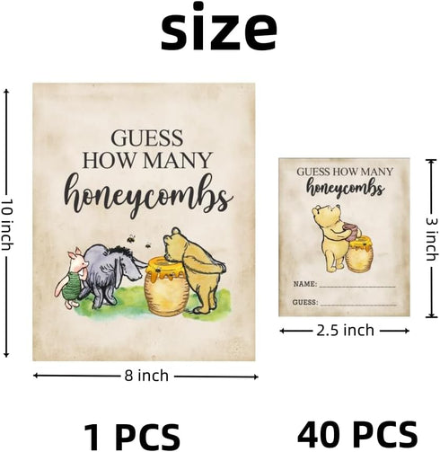 40Guests Classic Pooh Party Game Cards Guess How Many Honeycombs Game for Baby Shower Newborn Party Decoration Winnie Birthday Games Supplies...