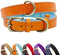 SUFEI Leather Soft Padded Dog Collar Breathable Adjustable Waterproof Tactical Pet Collar with Metal Buckle for Small Medium Dogs (S, Orange Blue)...
