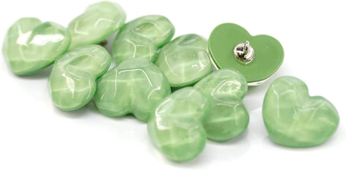 20 pcs Green Resin Jelly Heart Shape with Metal Loop Sewing Coat Buttons -20mm -13/16"...