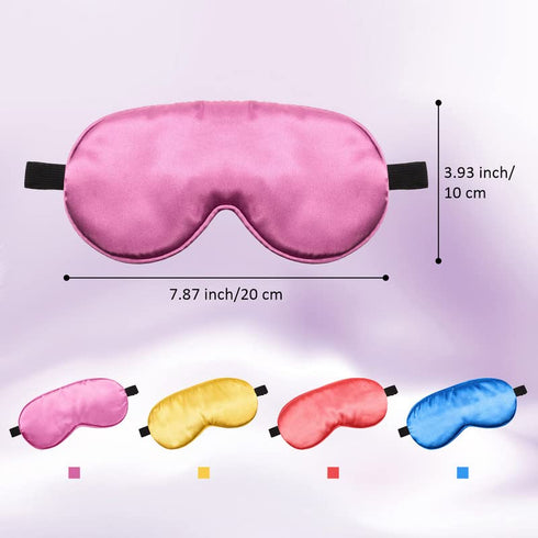 BBTO 4 Pcs Silk Sleep Eye Masks Smooth Soft Satin Eye Covers with Adjustable Strap Blindfold for Sleeping Blocking out Lights Travel Relaxation(Bl...