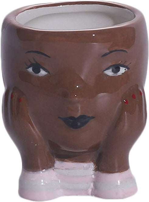 Cabilock Face Succulent Planter Pots Cactus Bonsai Pot Ceramic Flower Planter Face Vase for Office Supplies Brown...