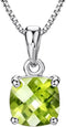 Michooyel 2ct Cushion Cut Peridot Pendant Necklace for Women Sterling Silver Gemstone August Birthstone Women's Necklace, 16-18 inch...