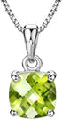 Michooyel 2ct Cushion Cut Peridot Pendant Necklace for Women Sterling Silver Gemstone August Birthstone Women's Necklace, 16-18 inch...