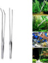 2 Pcs Feeding Tongs?10.6 Inch Stainless Steel Long Tweezers Forceps Straight and Curved Tweezers Set?for Aquarium Reptile, Plant, Snakes, Lizards,...