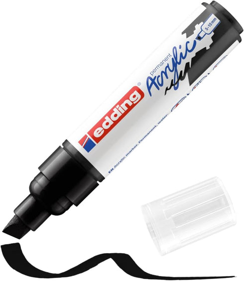 edding 5000 acrylic marker broad - black - 1 waterproof acrylic paint marker - chisel nib 5-10 mm - acrylic paint pen for drawing on canvas, art p...