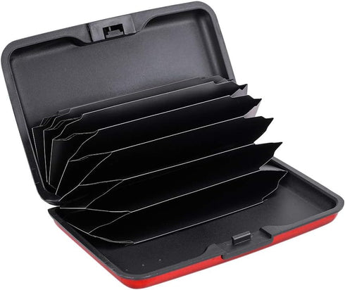 ELFISH Mini RFID Aluminum Wallet Credit Cards Holder Business Card Case Metal ID Case for Men Women (Red)...