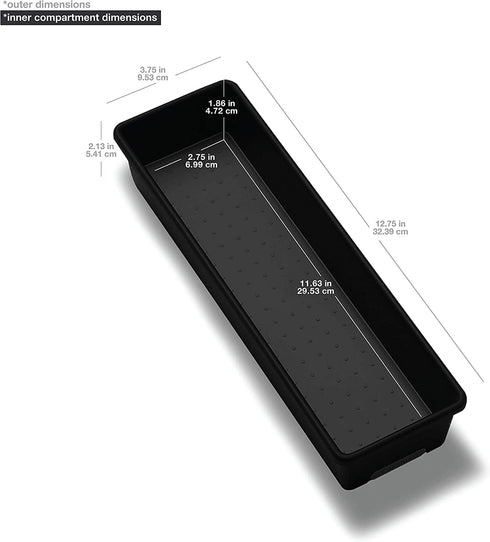 madesmart Antimicrobial Classic 12 x 3 Bin, Drawer Organizer, Multi-Purpose Home Organization, EPA Certified, Carbon, PremiumCarbon...