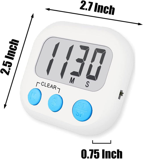 6 Pack Digital Kitchen Timers for Cooking Magnetic Timer for Cooking Loud Alarm white...