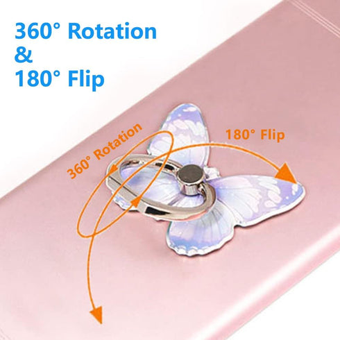 Cell Phone Ring Holder Stand, Cute Butterfly Phone Ring Grip Holder 360° Rotation Finger Kickstand Compatible with All Smartphones Tablet(1Pack Pu...