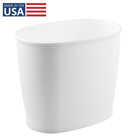 iDesign Kent BPA-Free Plastic Oval Waste Basket - 12" x 8" x 10", White...