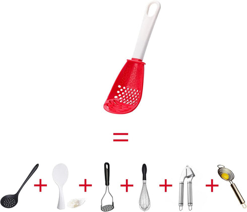 pack of 2 Multifunctional cooking gadgets, 6 in 1 cooking utensils Slotted Spoon, 356°F Heat Resistant kitchen gadgets, Egg Separator, Cooking, Dr...