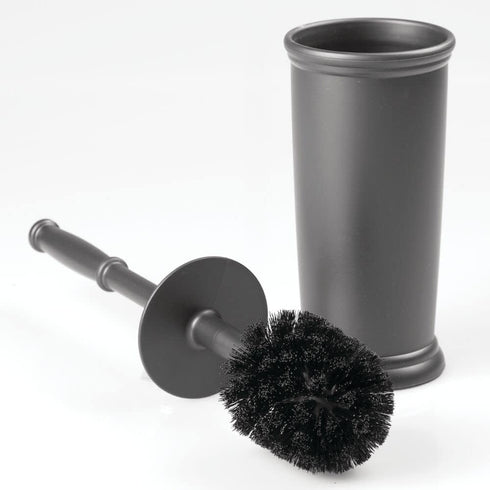 mDesign Toilet Bowl Brush and Holder - Covered Bathroom Toilet Brush - Standing Toilet Bowl Scrubber in Modern Holder - Space Saving, Deep Cleanin...