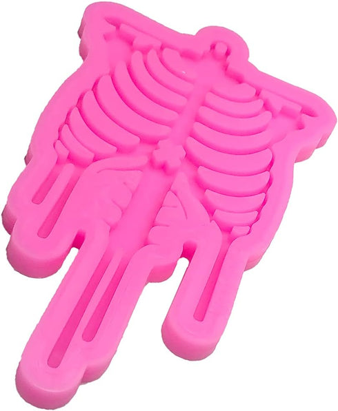 Shiny Glossy Halloween Skull Human Skeleton Bone Rib Shape Silicone Molds for DIY Craft Keychain Polymer Clay Mold Epoxy Pendant Resin Crafting Ma...